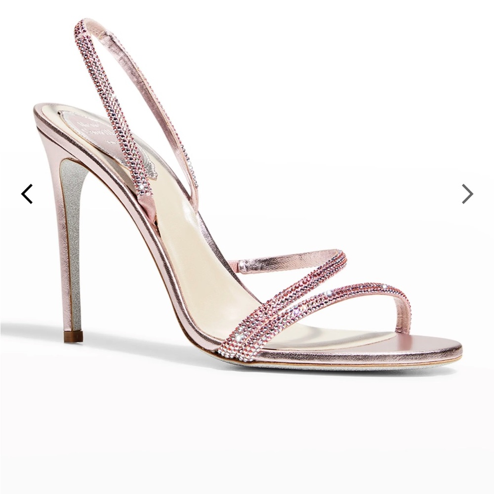 Metallic Strass Halter Stiletto Sandals